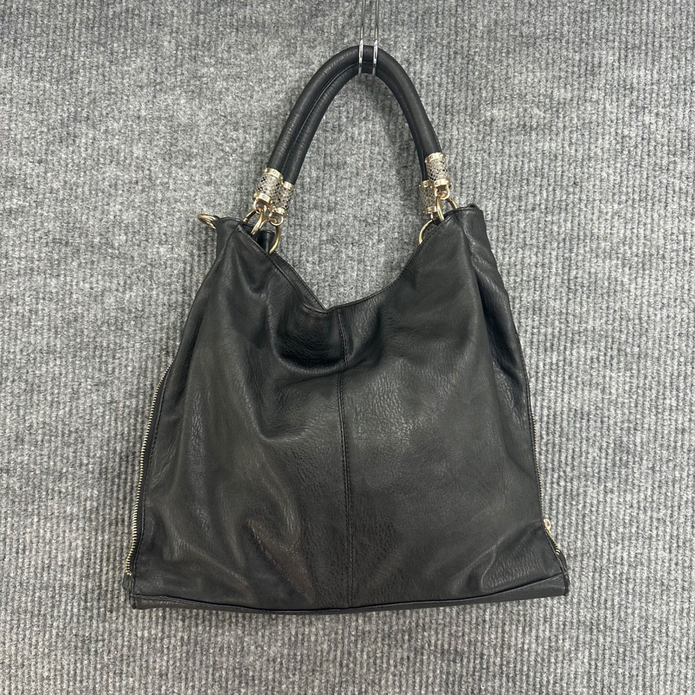 Imoshion Hobo Bag Women Large Black Good Faux Leather Snakeskin Zip Detail
